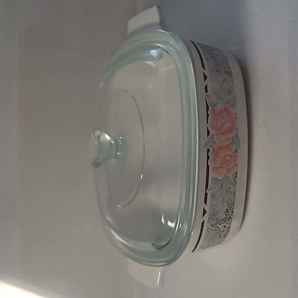 Corningware silk&roses pattern  Casserole dish with lid 1991-94s 1L